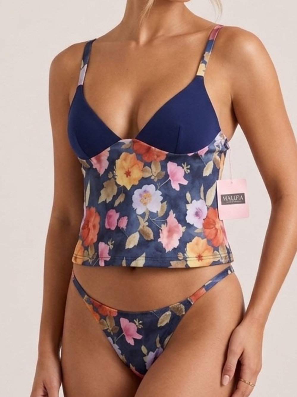 La Perla Malizia Floral Set with Navy and Multicolor Design